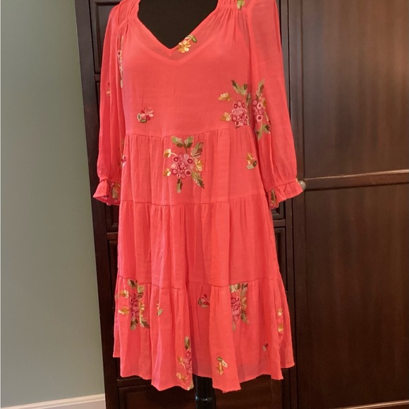 Fig and flower boho embroidered flowy summer dress. Worn 1x EUC - Picture 2 of 8